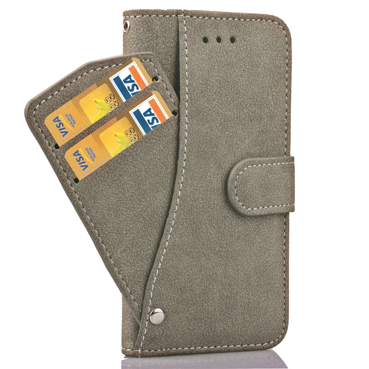 For iPhone SE 2022 / SE 2020 Matte Leather Rotary Card Case with Card Slot and Photo Frame and Stand Function
