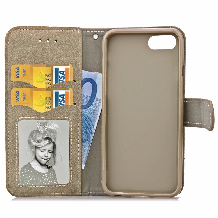 For iPhone SE 2022 / SE 2020 Matte Leather Rotary Card Case with Card Slot and Photo Frame and Stand Function