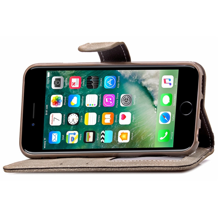 For iPhone SE 2022 / SE 2020 Matte Leather Rotary Card Case with Card Slot and Photo Frame and Stand Function