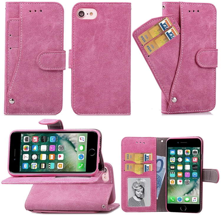 For iPhone SE 2022 / SE 2020 Matte Leather Rotary Card Case with Card Slot and Photo Frame and Stand Function
