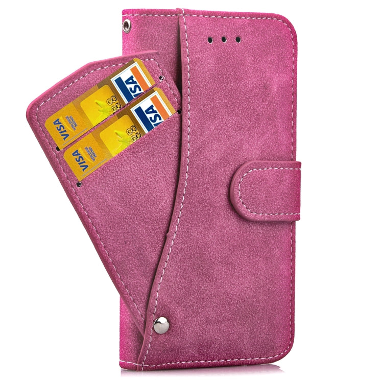For iPhone SE 2022 / SE 2020 Matte Leather Rotary Card Case with Card Slot and Photo Frame and Stand Function