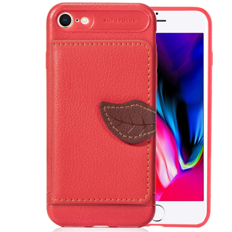 For iPhone SE 2022 / SE 2020 Leaf Buckle Litchi Texture Card Holder PU + TPU Case with Card Slot & Wallet & Holder & Photo Frame
