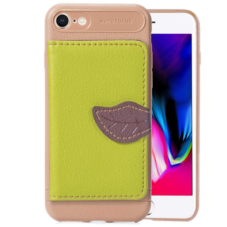 For iPhone SE 2022 / SE 2020 Leaf Buckle Litchi Texture Card Holder PU + TPU Case with Card Slot & Wallet & Holder & Photo Frame