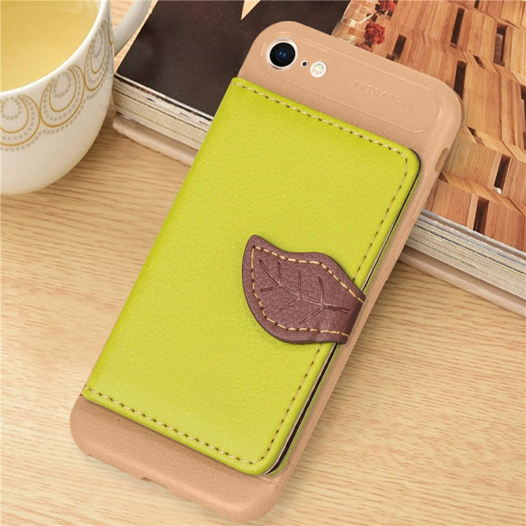 For iPhone SE 2022 / SE 2020 Leaf Buckle Litchi Texture Card Holder PU + TPU Case with Card Slot & Wallet & Holder & Photo Frame