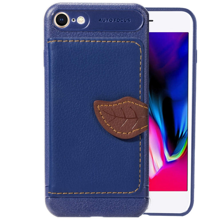 For iPhone SE 2022 / SE 2020 Leaf Buckle Litchi Texture Card Holder PU + TPU Case with Card Slot & Wallet & Holder & Photo Frame