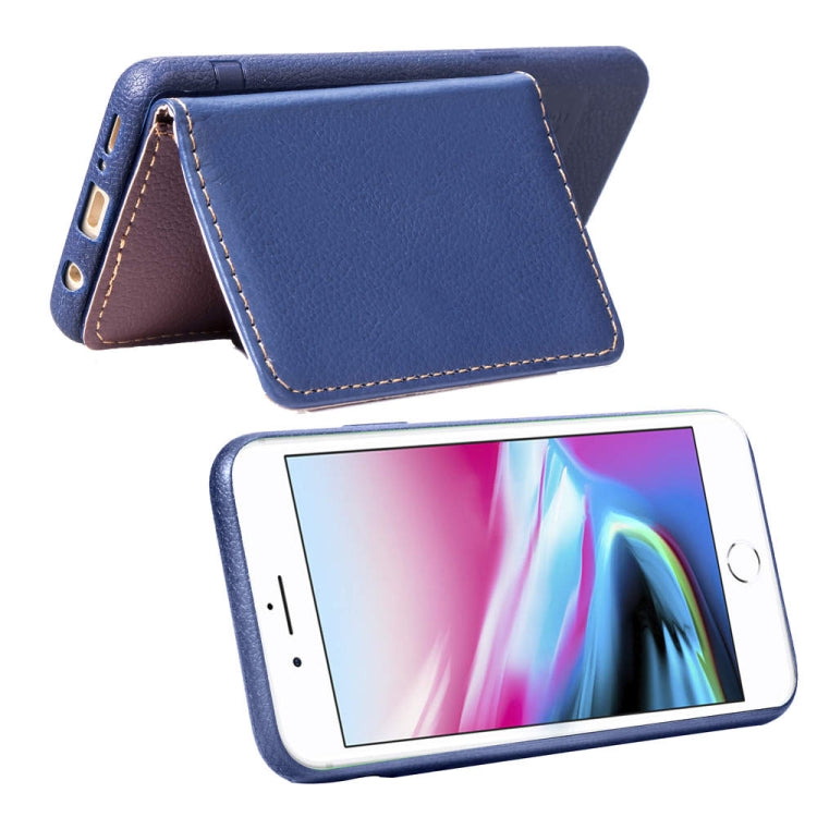 For iPhone SE 2022 / SE 2020 Leaf Buckle Litchi Texture Card Holder PU + TPU Case with Card Slot & Wallet & Holder & Photo Frame