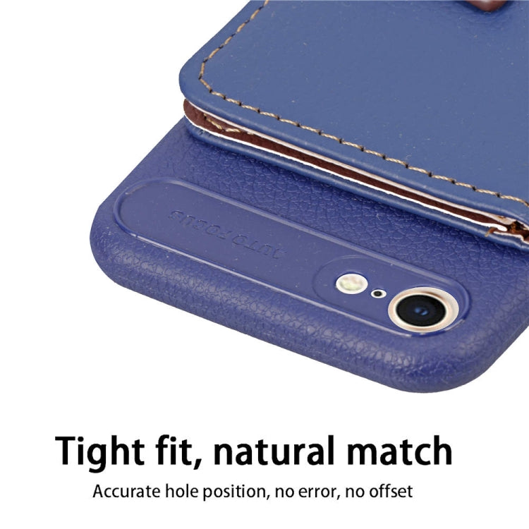 For iPhone SE 2022 / SE 2020 Leaf Buckle Litchi Texture Card Holder PU + TPU Case with Card Slot & Wallet & Holder & Photo Frame