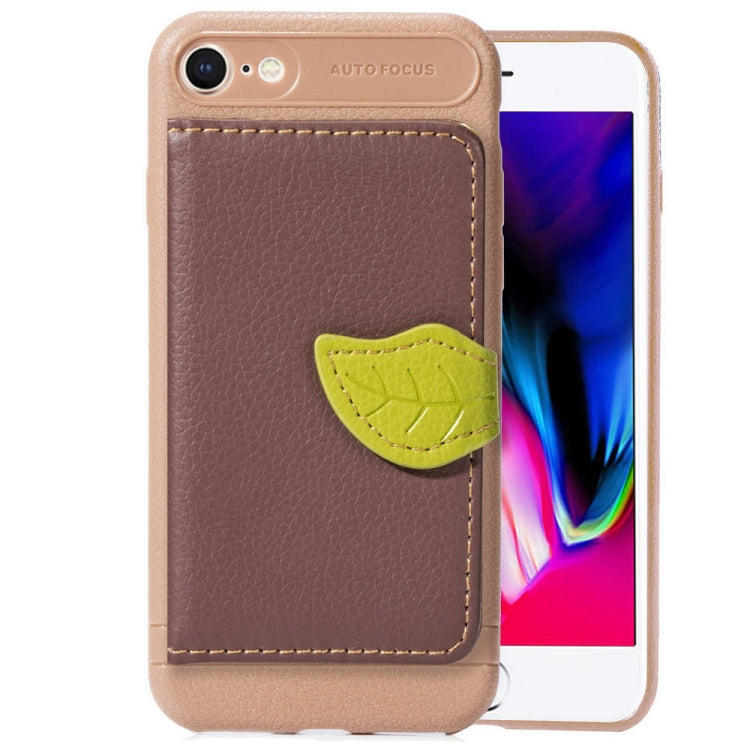 For iPhone SE 2022 / SE 2020 Leaf Buckle Litchi Texture Card Holder PU + TPU Case with Card Slot & Wallet & Holder & Photo Frame