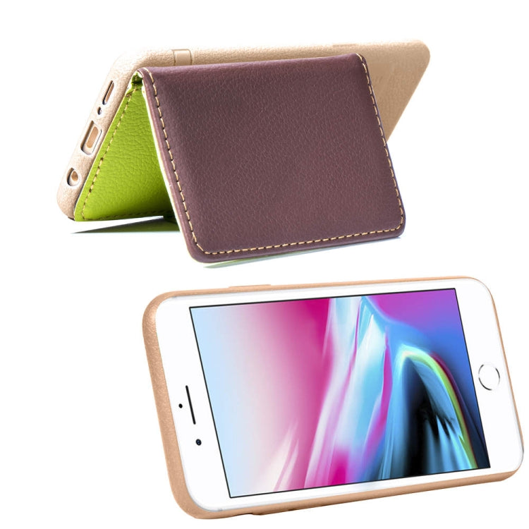 For iPhone SE 2022 / SE 2020 Leaf Buckle Litchi Texture Card Holder PU + TPU Case with Card Slot & Wallet & Holder & Photo Frame