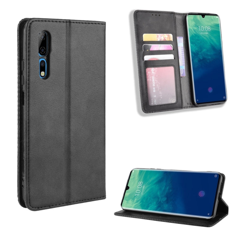 For ZTE Axon 10 Pro/Axon 10 Pro 5G/A2020 Pro Magnetic Buckle Retro Crazy Horse Texture Horizontal Flip Leather Case  , with Holder & Card Slots & Photo Frame