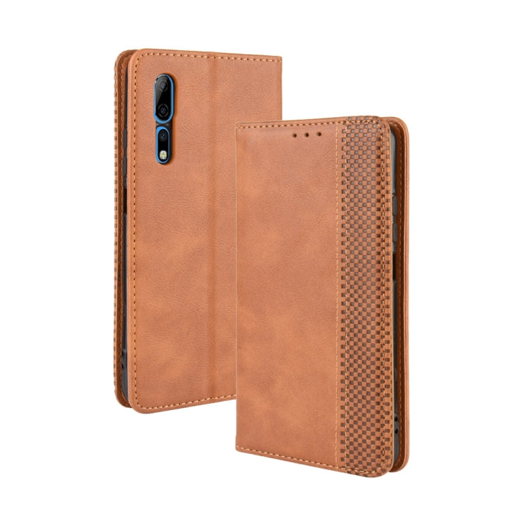 For ZTE Axon 10 Pro/Axon 10 Pro 5G/A2020 Pro Magnetic Buckle Retro Crazy Horse Texture Horizontal Flip Leather Case  , with Holder & Card Slots & Photo Frame