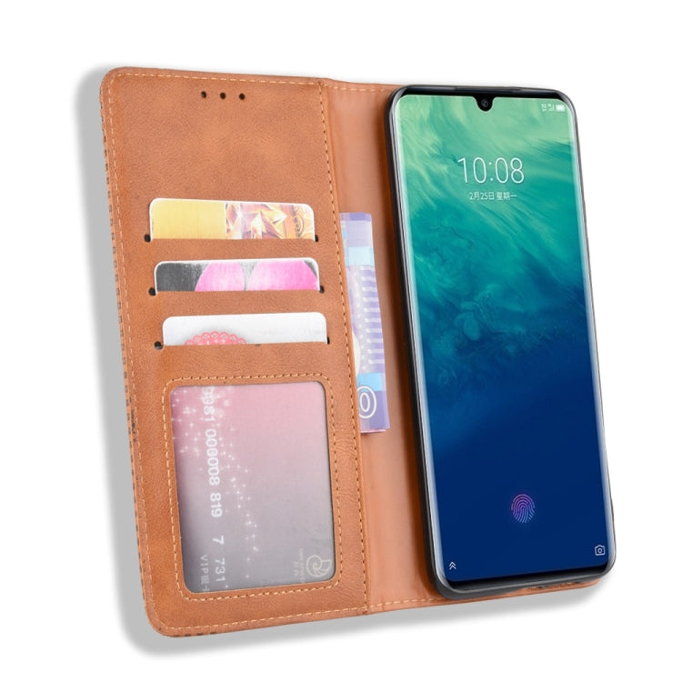 For ZTE Axon 10 Pro/Axon 10 Pro 5G/A2020 Pro Magnetic Buckle Retro Crazy Horse Texture Horizontal Flip Leather Case  , with Holder & Card Slots & Photo Frame