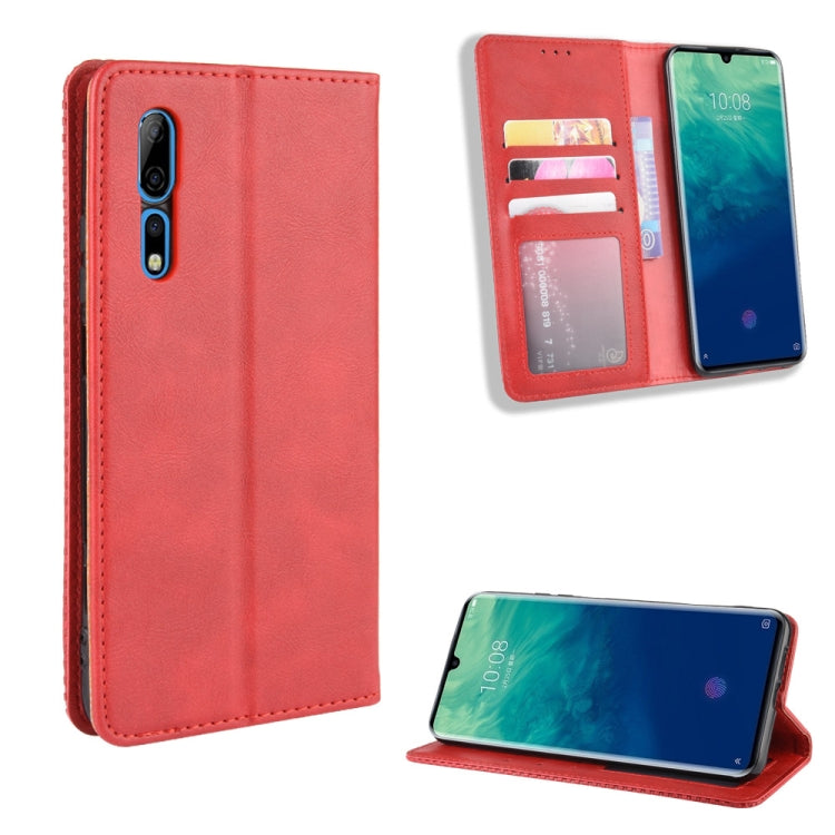For ZTE Axon 10 Pro/Axon 10 Pro 5G/A2020 Pro Magnetic Buckle Retro Crazy Horse Texture Horizontal Flip Leather Case  , with Holder & Card Slots & Photo Frame