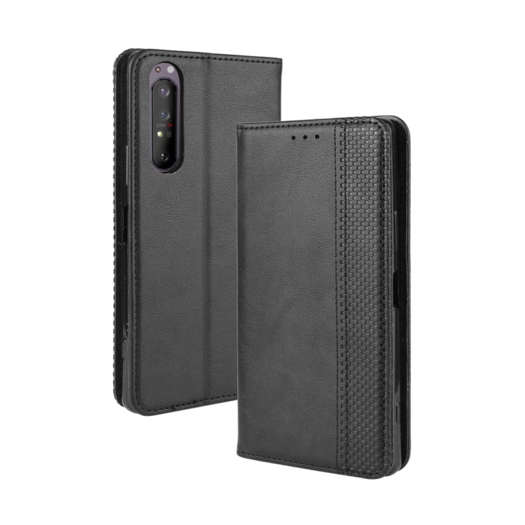 For  Sony Xperia 1 II Magnetic Buckle Retro Crazy Horse Texture Horizontal Flip Leather Case  , with Holder & Card Slots & Photo Frame