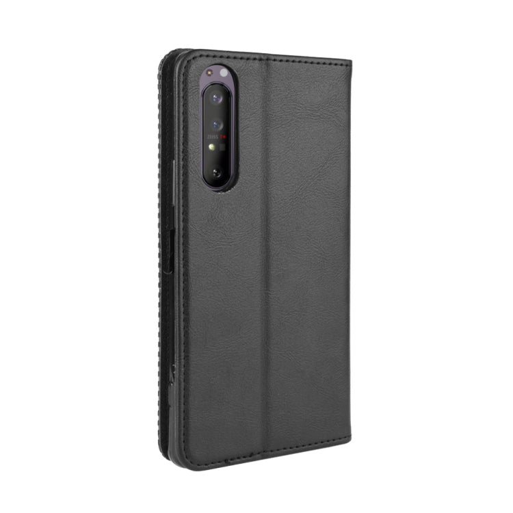 For  Sony Xperia 1 II Magnetic Buckle Retro Crazy Horse Texture Horizontal Flip Leather Case  , with Holder & Card Slots & Photo Frame