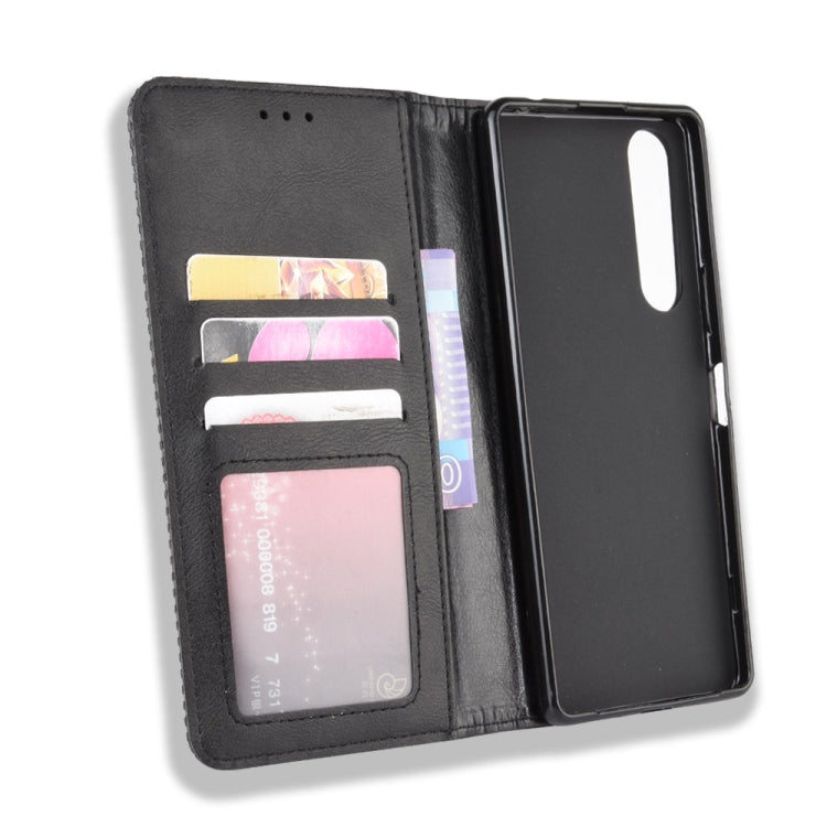 For  Sony Xperia 1 II Magnetic Buckle Retro Crazy Horse Texture Horizontal Flip Leather Case  , with Holder & Card Slots & Photo Frame
