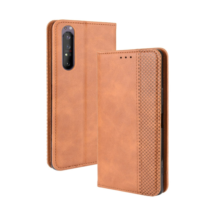 For  Sony Xperia 1 II Magnetic Buckle Retro Crazy Horse Texture Horizontal Flip Leather Case  , with Holder & Card Slots & Photo Frame
