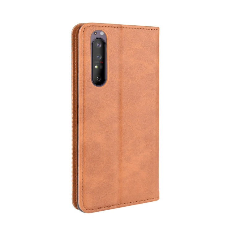 For  Sony Xperia 1 II Magnetic Buckle Retro Crazy Horse Texture Horizontal Flip Leather Case  , with Holder & Card Slots & Photo Frame