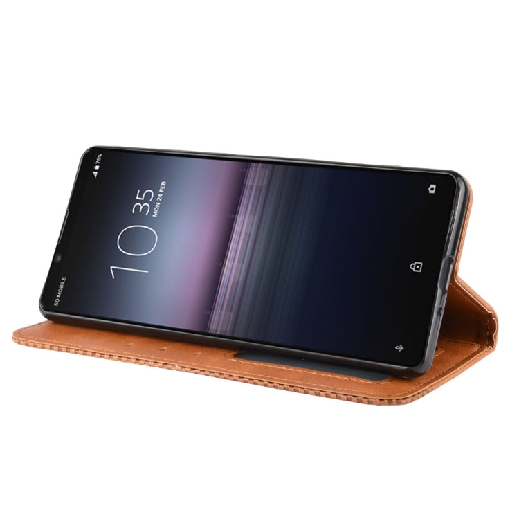 For  Sony Xperia 1 II Magnetic Buckle Retro Crazy Horse Texture Horizontal Flip Leather Case  , with Holder & Card Slots & Photo Frame