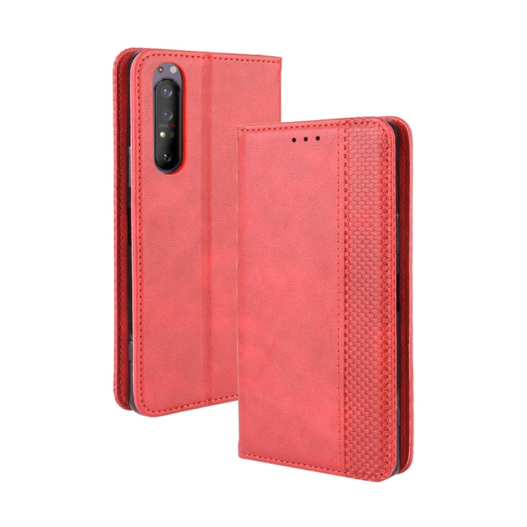 For  Sony Xperia 1 II Magnetic Buckle Retro Crazy Horse Texture Horizontal Flip Leather Case  , with Holder & Card Slots & Photo Frame