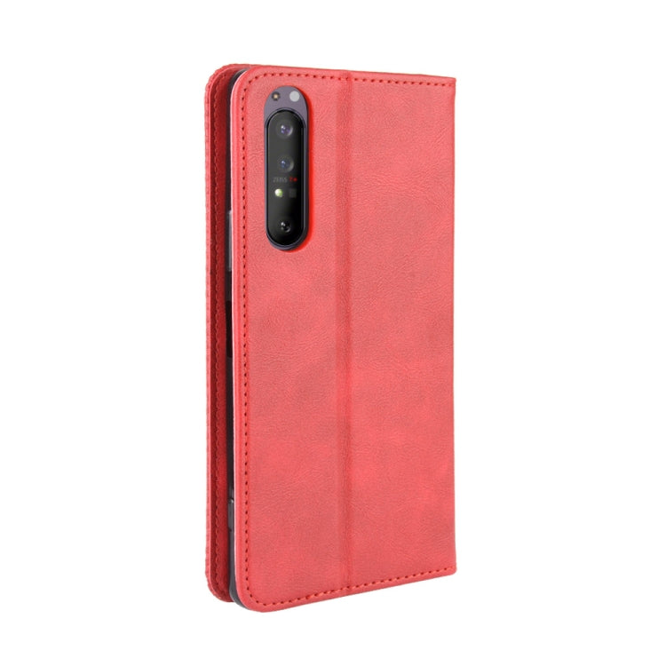 For  Sony Xperia 1 II Magnetic Buckle Retro Crazy Horse Texture Horizontal Flip Leather Case  , with Holder & Card Slots & Photo Frame