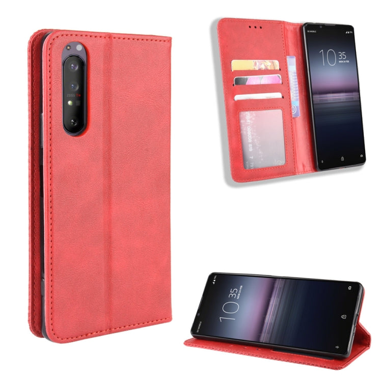 For  Sony Xperia 1 II Magnetic Buckle Retro Crazy Horse Texture Horizontal Flip Leather Case  , with Holder & Card Slots & Photo Frame
