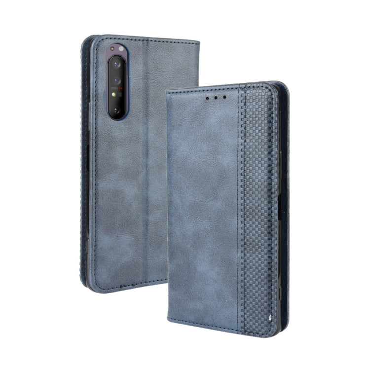 For  Sony Xperia 1 II Magnetic Buckle Retro Crazy Horse Texture Horizontal Flip Leather Case  , with Holder & Card Slots & Photo Frame