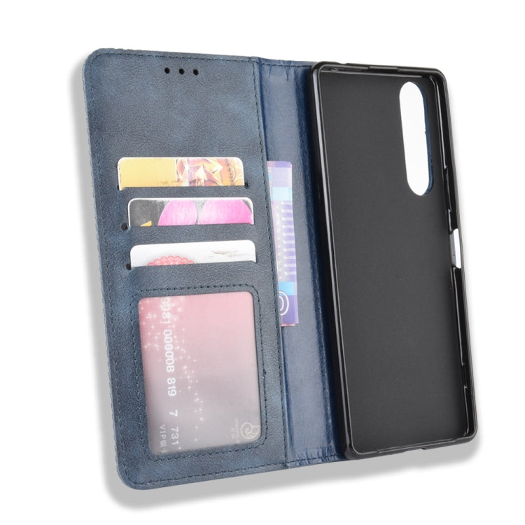 For  Sony Xperia 1 II Magnetic Buckle Retro Crazy Horse Texture Horizontal Flip Leather Case  , with Holder & Card Slots & Photo Frame