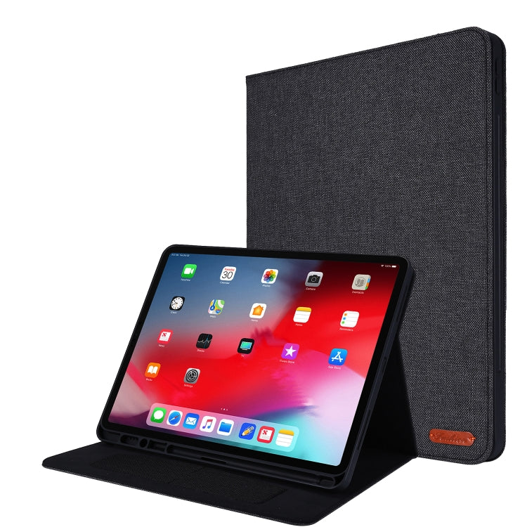 For iPad Pro 12.9(2020) Horizontal Flip TPU + Fabric PU Leather Protective Case with Name Card Clip