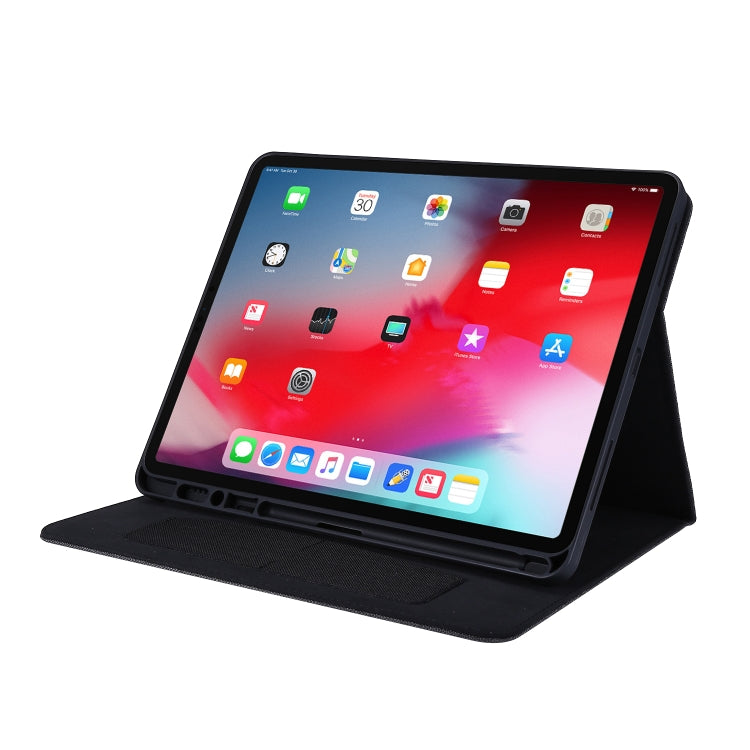 For iPad Pro 12.9(2020) Horizontal Flip TPU + Fabric PU Leather Protective Case with Name Card Clip