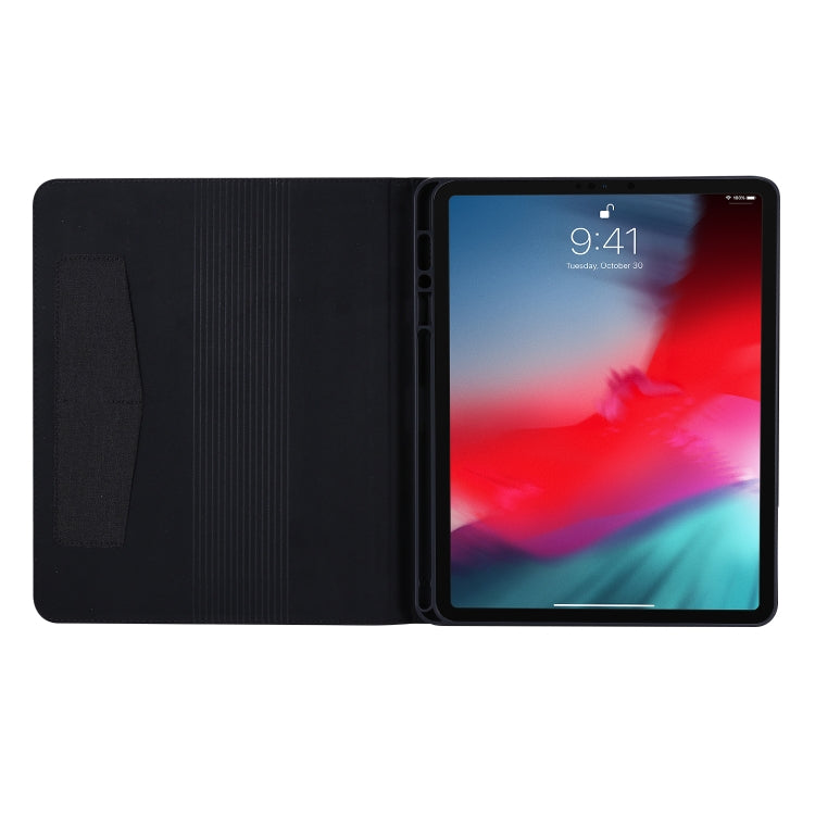 For iPad Pro 12.9(2020) Horizontal Flip TPU + Fabric PU Leather Protective Case with Name Card Clip