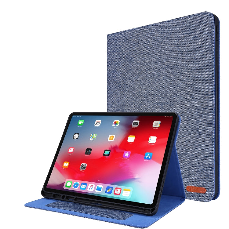 For iPad Pro 12.9(2020) Horizontal Flip TPU + Fabric PU Leather Protective Case with Name Card Clip
