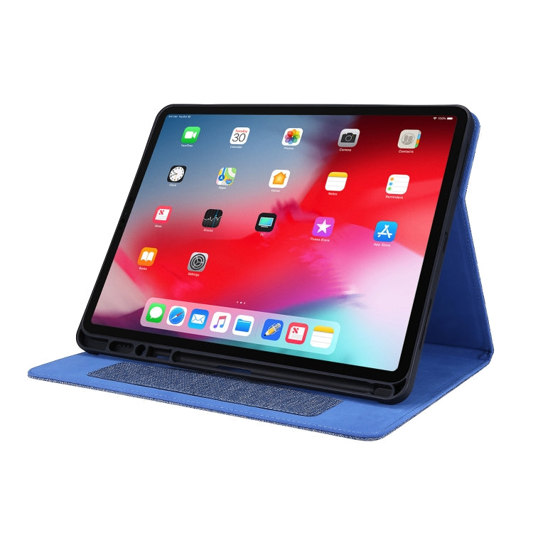 For iPad Pro 12.9(2020) Horizontal Flip TPU + Fabric PU Leather Protective Case with Name Card Clip