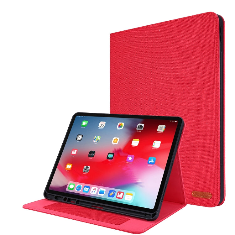 For iPad Pro 12.9(2020) Horizontal Flip TPU + Fabric PU Leather Protective Case with Name Card Clip