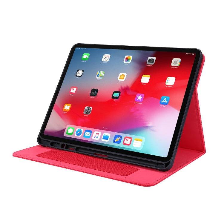 For iPad Pro 12.9(2020) Horizontal Flip TPU + Fabric PU Leather Protective Case with Name Card Clip