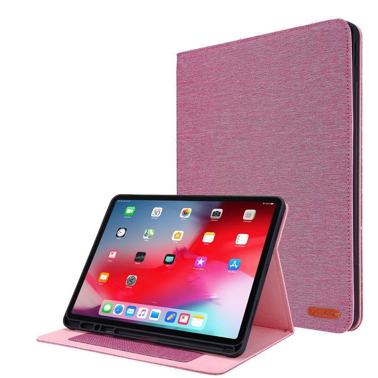 For iPad Pro 12.9(2020) Horizontal Flip TPU + Fabric PU Leather Protective Case with Name Card Clip