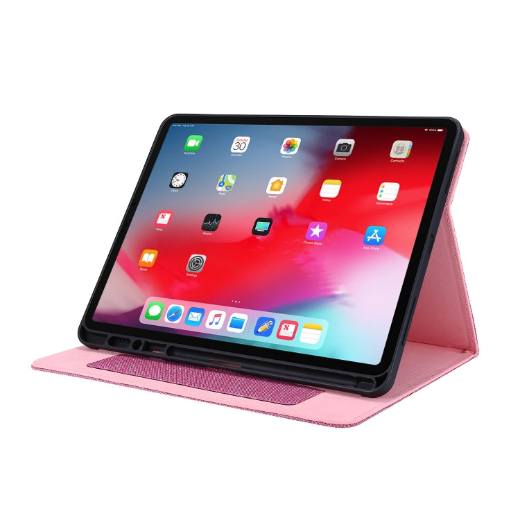 For iPad Pro 12.9(2020) Horizontal Flip TPU + Fabric PU Leather Protective Case with Name Card Clip