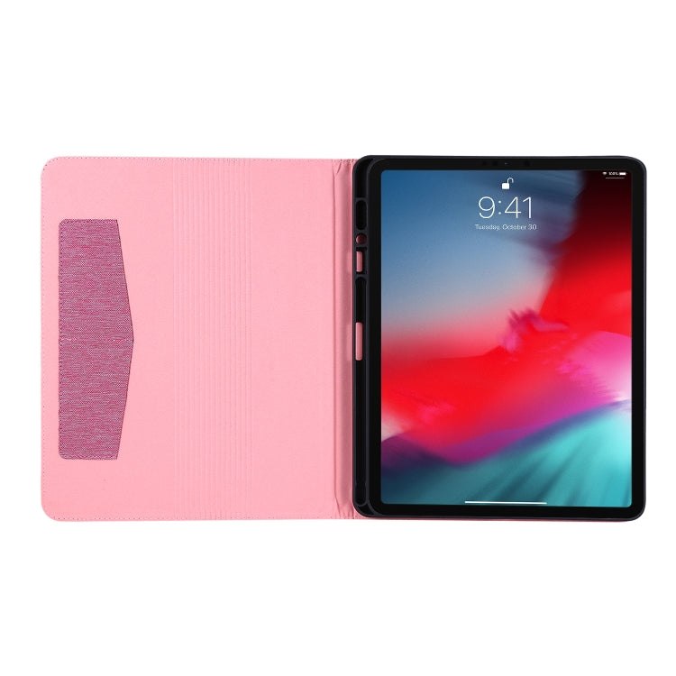 For iPad Pro 12.9(2020) Horizontal Flip TPU + Fabric PU Leather Protective Case with Name Card Clip