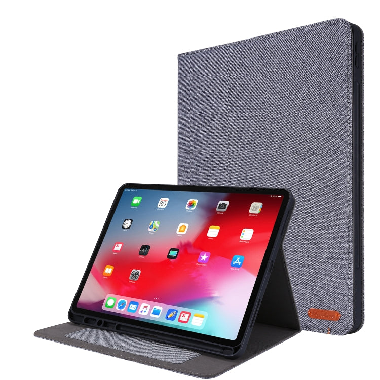 For iPad Pro 12.9(2020) Horizontal Flip TPU + Fabric PU Leather Protective Case with Name Card Clip