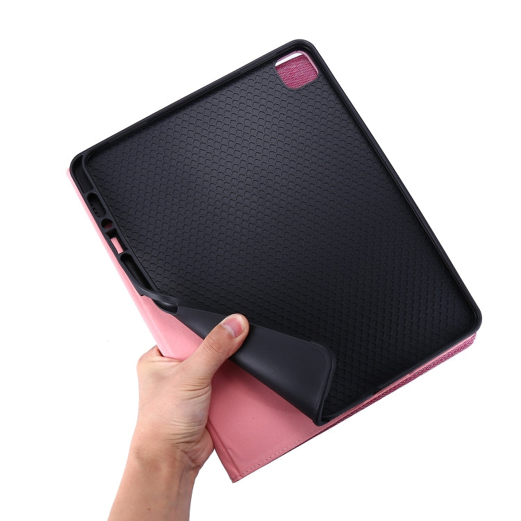 For iPad Pro 12.9(2020) Horizontal Flip TPU + Fabric PU Leather Protective Case with Name Card Clip