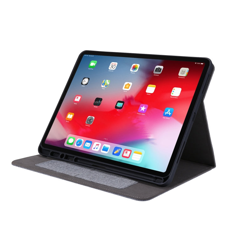 For iPad Pro 12.9(2020) Horizontal Flip TPU + Fabric PU Leather Protective Case with Name Card Clip
