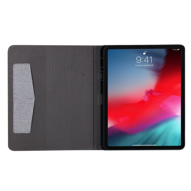 For iPad Pro 12.9(2020) Horizontal Flip TPU + Fabric PU Leather Protective Case with Name Card Clip