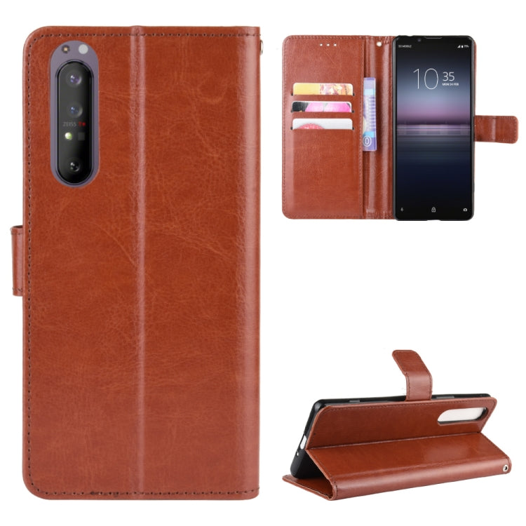 For Sony Xperia 1 II Retro Crazy Horse Texture Horizontal Flip Leather Case , with Holder & Card Slots & Photo Frame