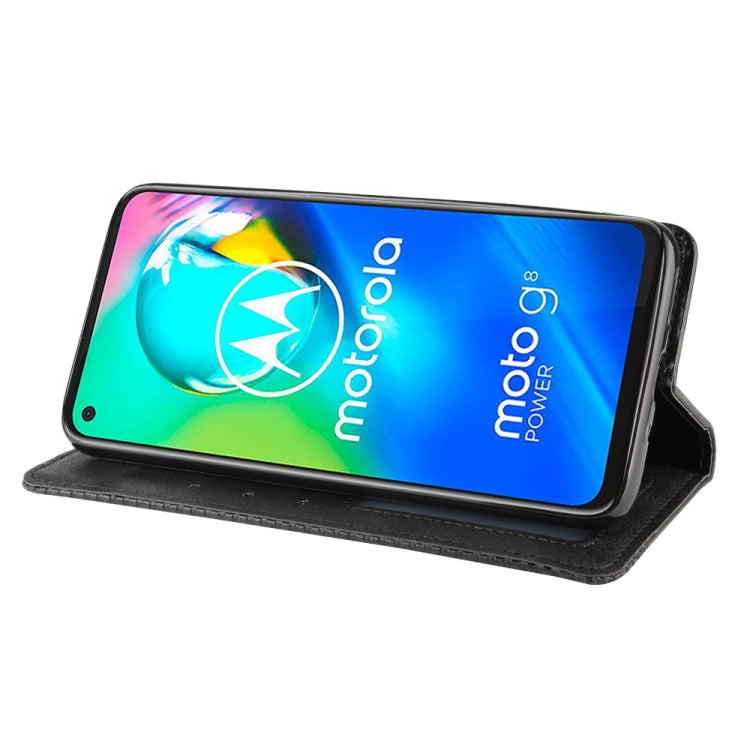 For Motorola Moto G8 Power Magnetic Buckle Retro Crazy Horse Texture Horizontal Flip Leather Case  , with Holder & Card Slots & Photo Frame