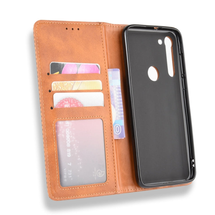 For Motorola Moto G8 Power Magnetic Buckle Retro Crazy Horse Texture Horizontal Flip Leather Case  , with Holder & Card Slots & Photo Frame