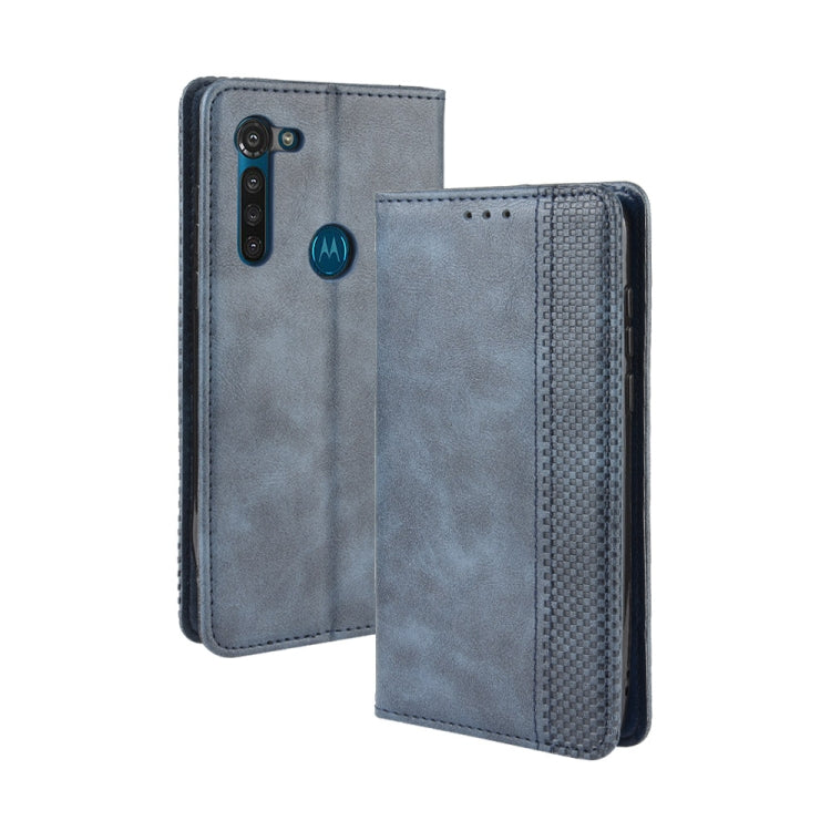 For Motorola Moto G8 Power Magnetic Buckle Retro Crazy Horse Texture Horizontal Flip Leather Case  , with Holder & Card Slots & Photo Frame