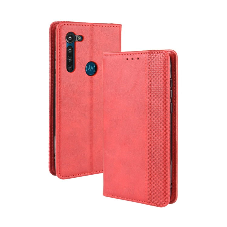 For Motorola Moto G8 Power Magnetic Buckle Retro Crazy Horse Texture Horizontal Flip Leather Case  , with Holder & Card Slots & Photo Frame