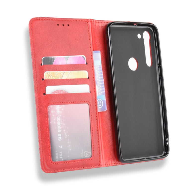 For Motorola Moto G8 Power Magnetic Buckle Retro Crazy Horse Texture Horizontal Flip Leather Case  , with Holder & Card Slots & Photo Frame