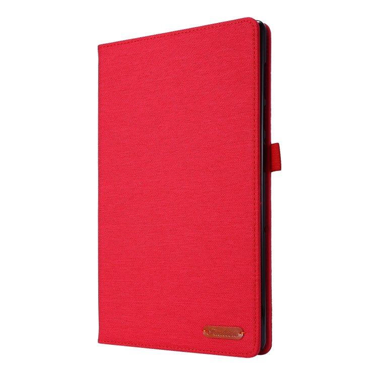 For Lenovo M10 Plus Horizontal Flip TPU + Fabric PU Leather Protective Case with Name Card Clip