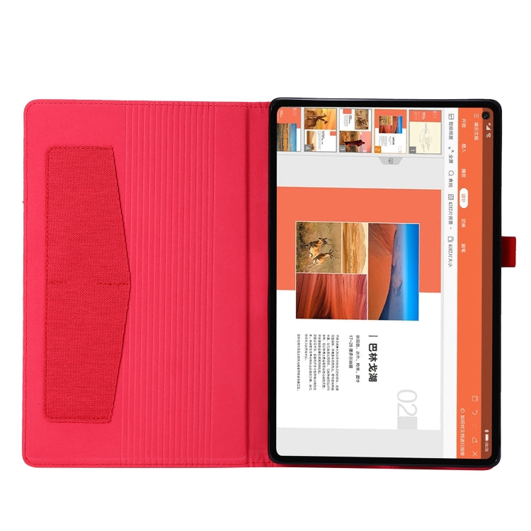 For Lenovo M10 Plus Horizontal Flip TPU + Fabric PU Leather Protective Case with Name Card Clip